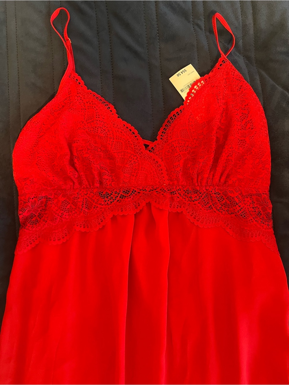 INC International Concepts Red Lace Chemise with Adjustable Straps Size Large